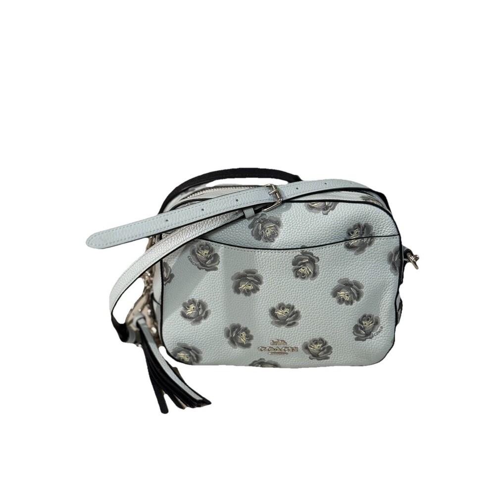 Coach Crossbody Purse Bag Blue Glitter Rose Camera Bag 31712